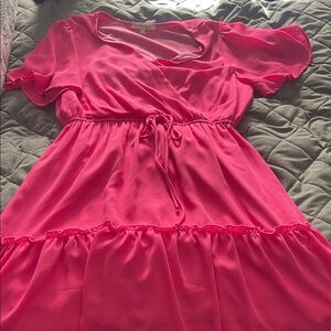 ANDREE BY UNIT Hot Pink Ruffle Tiered Dress